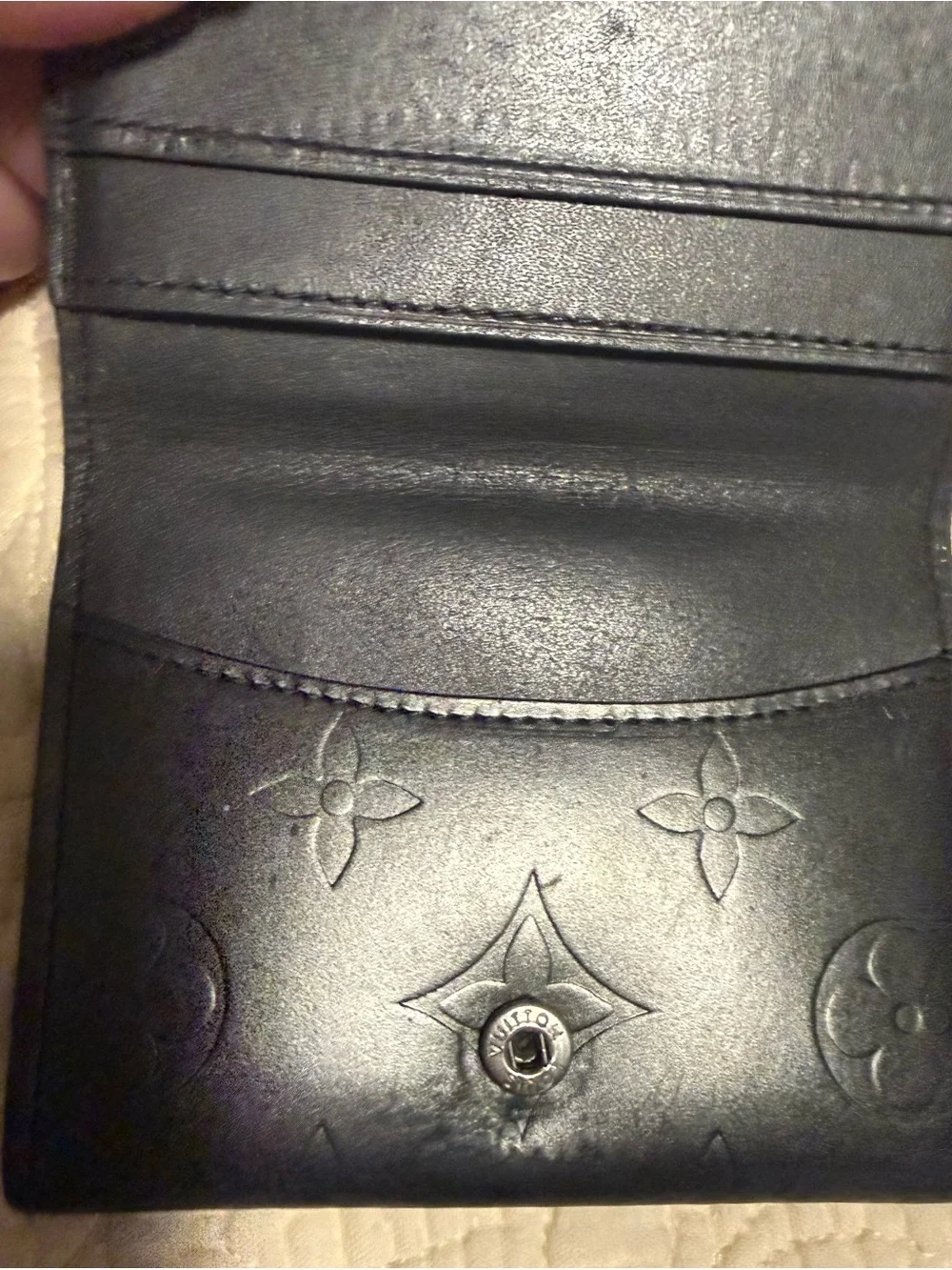 Louis Vutton “Vernis Matt” Black leather compact card/money holder!